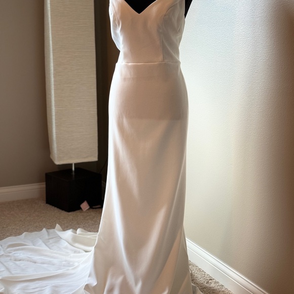 Simple Open Back Fit and Flare Wedding Dress - Picture 8 of 14